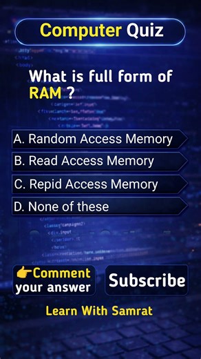 99% Log Is Computer Question Ka Answer Nahi De Pate 🤯 | RAM Full Form Quiz #shorts #quiz #ram