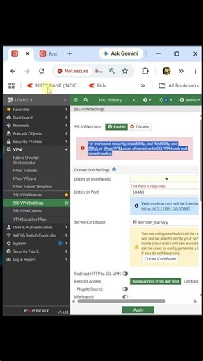 FortiGate Recommends IPSec VPN Over SSL VPN#shorts