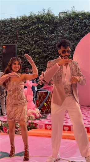 The Shikhar and Twinkle Wedding on Instagram: "The awe-worthy romance looks exactly like this ❤️😍🧿 Content creator and editor: @sociallyvivahit Event planners: @the_tipsyflyy Choreographer: @cyrus_india_entertainments #shikharistwinkling #weddingblog #dmstomandap #kolhapur #indore [carnival, couple dance, dance, bride and groom performance, bride and groom dance, romantic dance, haldi carnival, sindhi shaadi, sindhi wedding, sindhi event, bride and groom, viral reel, viral content, viral]"