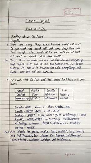fire and ice question answer | class 10 english poem 2 question answer | class 10 fire and ice quest