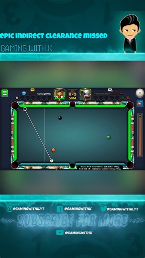 32 reactions | epic indirect clearance missed in berlin 8 ball Pool#gamingwithk #8ballpool #indirectclearance | Gaming with K | Facebook