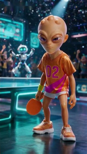 This alien vs robot table tennis game is unreal #pingpong #shorts #animation #tabletennis #ai
