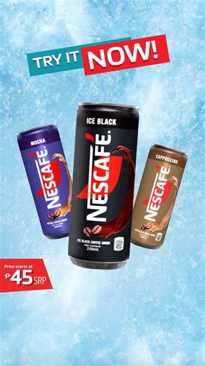 Feeling low batt na? Get back, get up with Nescafé Ready To Drink! Available in Mocha, Cappuccino, and Ice Black for only P45 SRP. Try one today! N0133P083024N | NESCAFÉ