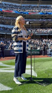 Thank you to Betsy Wolfe, acclaimed Broadway performer, for today’s beautiful rendition of our National Anthem 💙 | New York Yankees