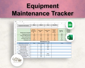 Equipment Maintenance Tracker Excel and Google Sheet - Etsy