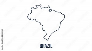 Line animated map showing the state of Brazil from the united state of america. 2d map of Brazil.