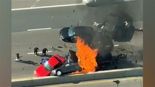 One dead following multi-vehicle crash and car fire on Gardiner