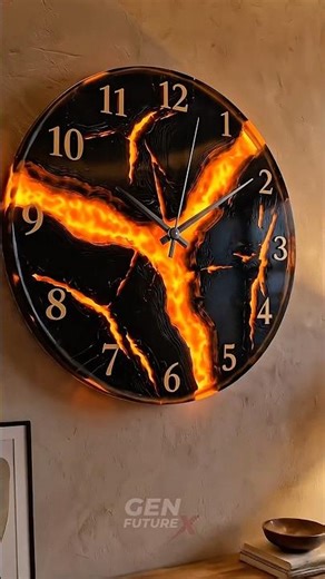 Satisfying Lava Epoxy Resin Clock Built From Burned Wood 🔥 Full Process