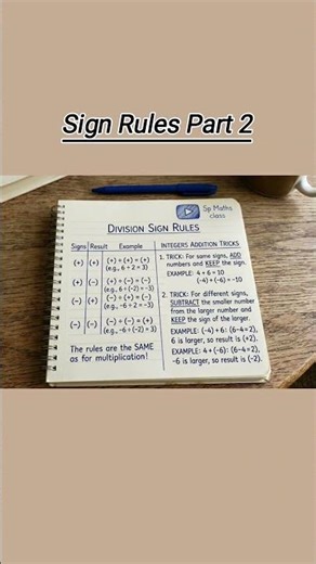 Division Sign Rules + Integers Addition Tricks 🔥 Easy Maths #maths #learnmaths #matheasy #shorts