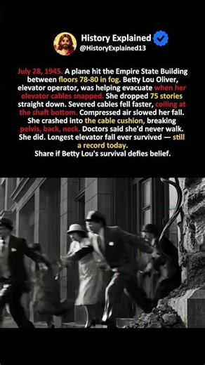 SHE FELL 75 FLOORS IN AN ELEVATOR — SURVIVED BECAUSE CABLES PILED UP AT THE BOTTOM