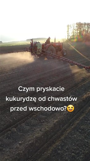 Red Tractor Spraying in Agricultural Field