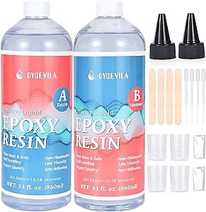 66oz Food Grade Epoxy Resin Kit - Crystal Clear & Easy Mix 1:1 Epoxy Resin Hardener for Countertops, Bar, Crafts, Etc - Self Leveling, No Bubble 2 Part Art Kit