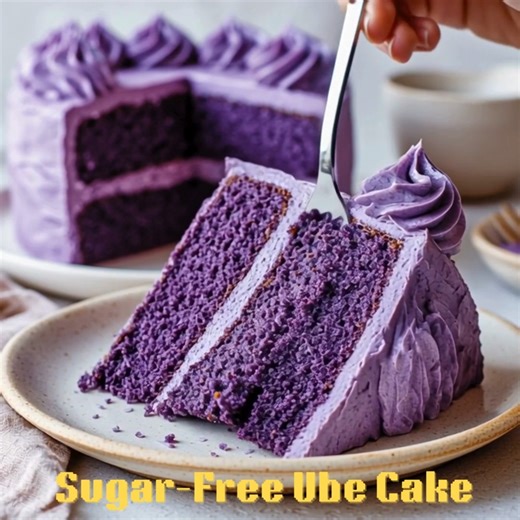 Sugar-Free Ube Cake 💜 Soft, fluffy, and beautifully purple — this tropical ube cake brings color and comfort to your dessert table! 📝 Ingredients For the Cake: 2 cups almond flour ½ cup coconut flour 2 tsp baking powder ¼ tsp salt 5 large eggs ¾ cup granulated monk fruit sweetener ½ cup unsweetened almond milk ½ cup melted coconut oil 1 tsp vanilla extract 2 tsp ube extract For the Frosting: 1 cup heavy whipping cream 3 tbsp powdered monk fruit ½ tsp ube extract 👩‍🍳 Steps to Create Preheat o