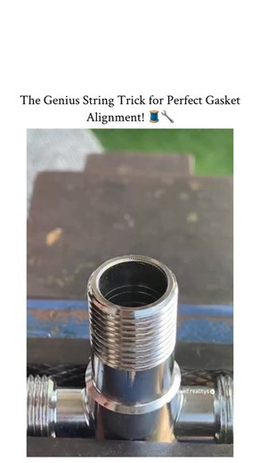 MST. AMINA on Instagram: "- The Problem: Installing a rubber gasket inside a metal pipe can be tricky, as it often slips, bunches up, or fails to sit flat in the groove. The Hack: This 14-second DIY tutorial demonstrates a clever technique using a simple piece of yellow string or thread. - The Process: The gasket is placed at the mouth of the metal pipe. The yellow string is looped around the gasket, allowing the user to pull and guide it into the deep seating groove with perfect tension. The Go
