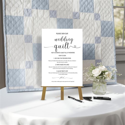 Guestbook Quilt Sign | Wedding Quilt for Signing Template | Personalized Table Quilt Squares Decor | Heirloom Wedding Keepsake - Etsy