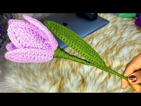 How to Crochet a Tulip 🌷 Easy Beginner Flower Tutorial