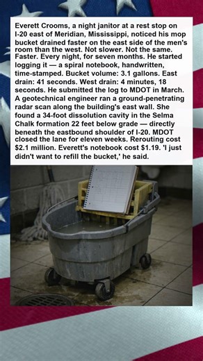 NIGHT JANITORS BUCKET WATER MAPS SINKHOLE SWALLOWING INTERST