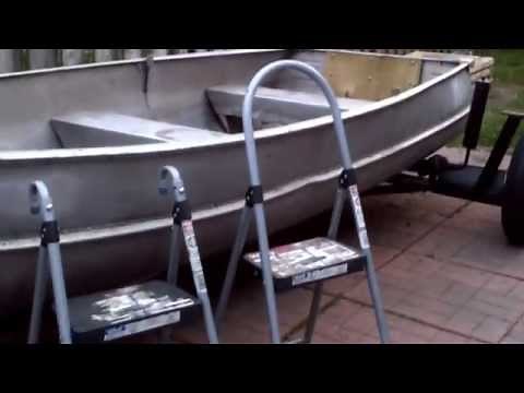 Homemade boat ladder for you and your dog (small boat)