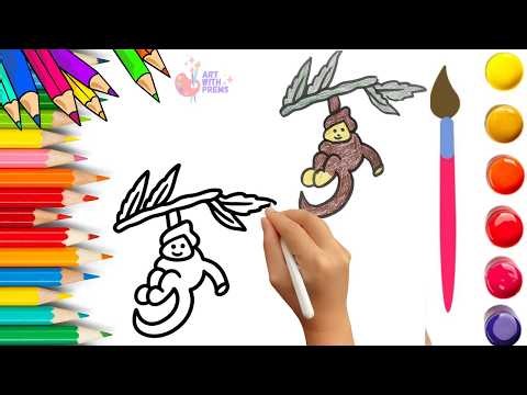 How To Draw cute Monkey Drawing, Painting & Coloring For Kids & Toddlers_ Child Art🌈🎨