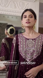 9.9K views · 152 reactions | Wine high slit kurta with embroidery paired with trouser and dupatta. Book now 9267951520 Shop from website: www.asinboutique.com | Asin Boutique | Facebook