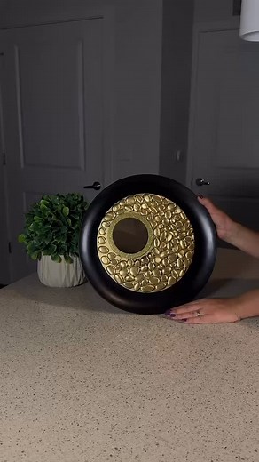Gold & Black Mirror Decor - @dollartree DIY✨ Chic, modern, and made with Dollar Tree finds ✨ A simple DIY that adds elegance and cozy vibes to your home 💛 Materials Used: • Plastic tray • Cake board • Decorative stones • Small mirror • Gold & black spray paints • Hot glue Perfect for living room accent walls, entryway decor, modern minimalist homes, chic and cozy interiors✨ @dollartreecraft #diy #design #handmade #craft #diydecor #easydiy #decor #home #homemade #homedesign #homesweethome #diymi
