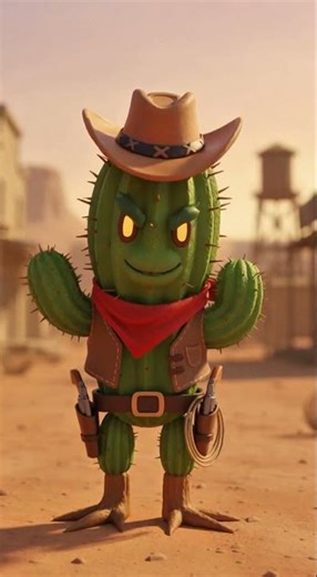 Cactus Cowboy Showdown! 🤠🌵 Funny Desert Duel Cartoon #shorts #funny #cowboy #cactus #trending #ai