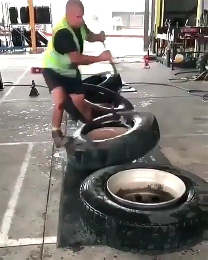 Effortless truck tire changes with our vacuum tire demounting tool. #tirerepairtools