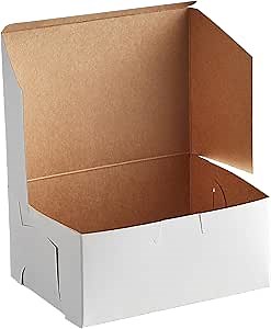 APQ 2000 pack Standard White Cake Boxes 5.5 x 4 x 3 Paperboard Bakery Boxes 5 1/2 x 4 x 3 Kraft Pastry Boxes for Pie, Cookies, Muffins. Lock corner Dessert Boxes. Disposable Cake Containers.