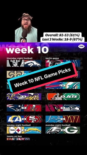 NFL Week 10 Game Picks for 2023 Season