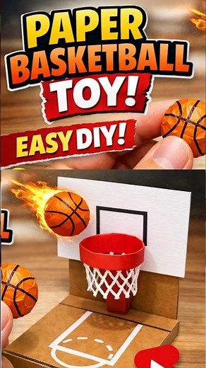 DIY Paper Basketball Toy 🏀 Easy Mini Hoop! #DIY #PaperCraft #Basketball #Shorts #Crafts