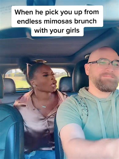 ​The tolerance is low, the energy is high, and he is just trying to get us home in one piece 😂🥂 Shoutout to the real MVPs who pick us up after the girls' day gets a little too wild. Tag your designated driver/patient partner below! 👇❤️ #Mimosas #BrunchVibes #CoupleComedy