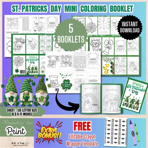 Printable St. Patrick's Day Mini Coloring Page, Classroom Activity, St Patricks Day Coloring Sheet,march Party,lucky Charms,instant Download - Etsy