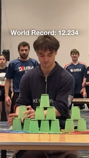 Cup stacking relay: world record attempt