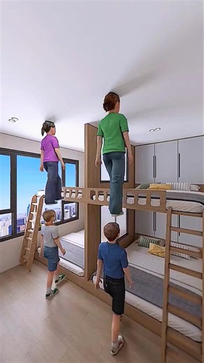 Parents Built a 4-Kid Luxury Bedroom in One Small Room || 3D Animation Home Design || #shorts