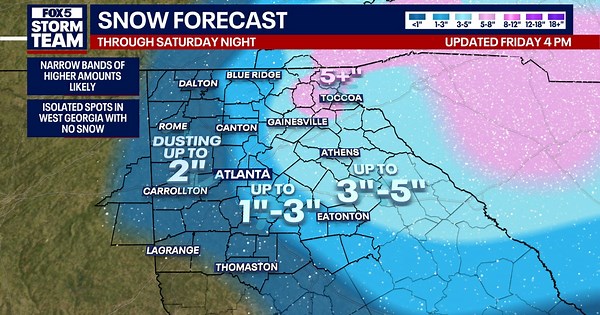 Georgia Winter Storm Warning: Snow totals, timing, and rare -15° wind chill forecast