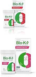 Bio-K+ Probiotic Bundle: Heart Health (60 ct) for Cholesterol Support + Women’s Health (30 ct) for Vaginal & Urinary Tract Health. Vegan, Non-GMO, Shelf-Stable.
