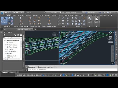 Modeling a Civil 3D corridor with variable slope daylight