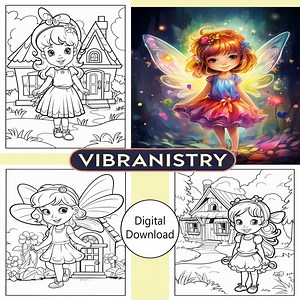 Printable Fairy Girl Coloring Pages - 8 Cozy Little Cute Designs for Kids | Fun & Relaxing Digital Download for Girls to Color - Etsy
