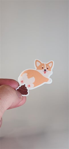 Funny Pooping Corgi Sticker | Kawaii Dog Humor Decal (2 Inch)