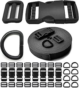 Amazon.com: ONE WVW PIN 1 inch Buckle Nylon Strap Set: 1 IN Webbing 10 Yards, Side Release Plastic Buckles 8 Set, Metal D Rings 16 Tri-Glide Slide Clips for 1''(25mm) Backpack Straps Replacement Adjustable