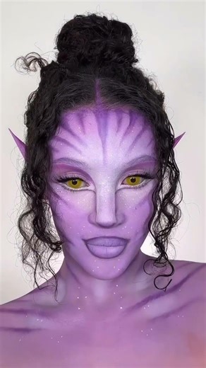 Transform into a Purple Avatar 🌌💜 #shorts #makeup #avatar