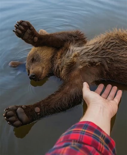I pulled the small body of a bear cub out of the water, but what happened to me shortly after was a real shock 😱😱 As I was walking along a deep river, I noticed something strange on the surface. A little bear cub was floating there. My first thought was that the little one was just playing, swimming. But as I got closer, I realized: it wasn’t moving at all and was lying motionless on the water. — Probably drowned… — I muttered, reaching out my hand to pull it out. I carefully lifted it to the 