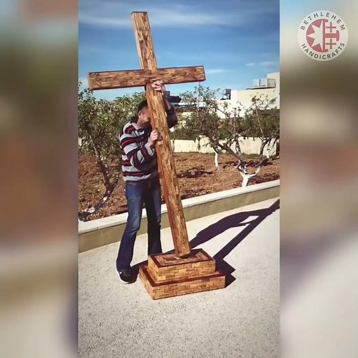 Large Standing Church Cross, Holy Land Olive Wood, Made in Bethlehem #Cross #churchart #christian