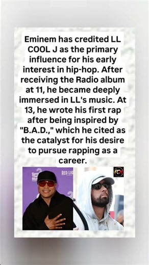 How LL COOL J Inspired a Young Eminem 🎤#Eminem #LLCOOLJ #RadioAlbum #B.A.D. #HipHopHistory #shorts
