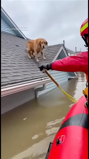 Incredible footage from a rescue boat captures a dog stranded on a rooftop as floodwaters rise. She takes a leap of faith. | Relationship Goals