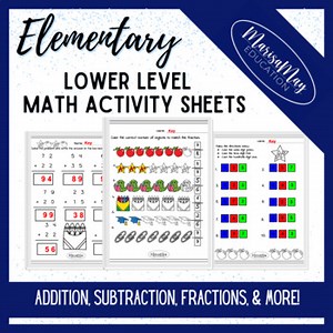 Elementary Math (Lower Level) - Back to School Themed Fun Activity Worksheets