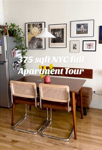 a tour of my 375 square foot NYC apartment before it’s gone 💔 so many special memories over the past two years in this space, but eager to build a new one! Stick around as I dismantle all of the progress I’ve made here and please excuse the holiday decorations that I’ve yet to put away 😅 also, fun fact… my apartment was featured in @Apartment Therapy‘s top five apartments of 2025 ♥️ #apartmenttour #nycapartment #tinyhome #apartmentdecor
