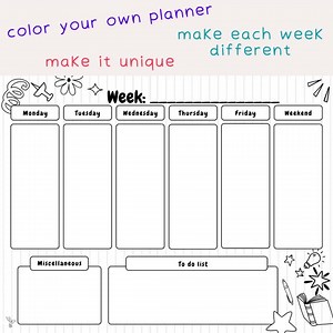 B&W Weekly Schedule Template, Weekly Planner Printable, Weekly Planner to Do List, Kids/teens Weekly School Schedule, School Graphics - Etsy