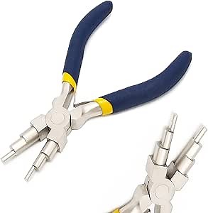 6 Step Jewelry Bail Making Pliers, AngleKai 3-10mm Wire Looping Forming Pliers Wire Wrapping Tools with Non-Slip Handle, Round Nose (1)