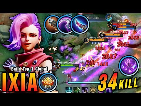 34 Kills!! New Ixia One Hit Build and Emblem!! - Build Top 1 Global Ixia ~ MLBB